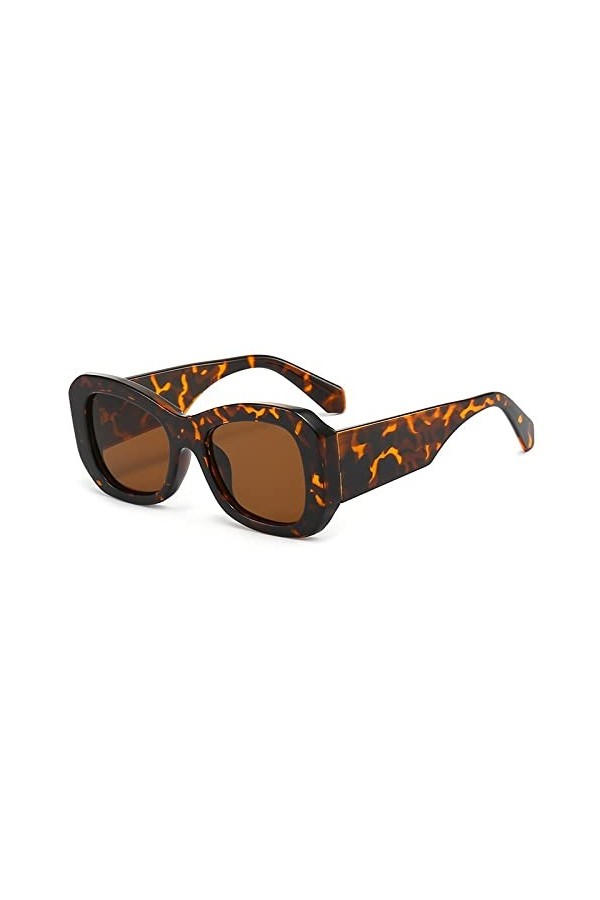 HPIRME Lunettes de soleil rétro œil de chat femmes hommes Vintage grand cadre lunettes de soleil lunettes femme Uv400, thé lé