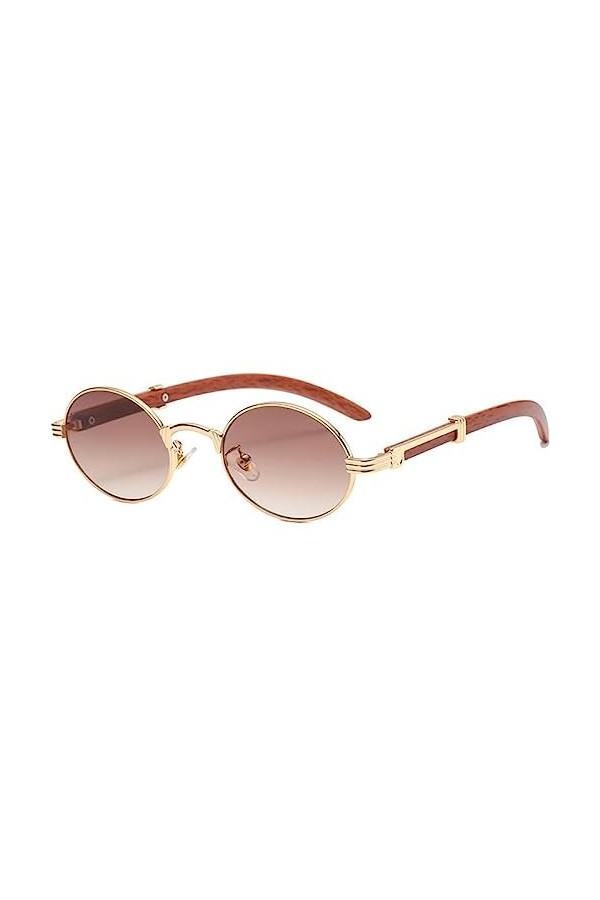 Ovale Steampunk Petites Lunettes De Soleil Pour Femmes Hommes Métal Dégradé Bleu Punk Lunettes De Soleil, Marron, Taille Uniq