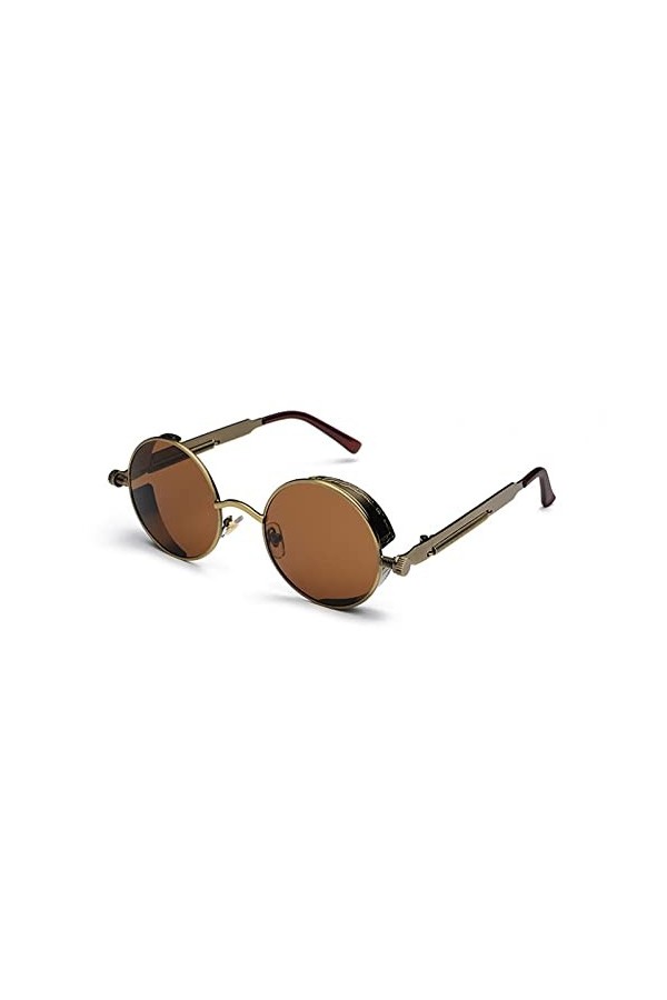Lunettes de soleil rondes rétro en métal Steampunk Hommes Femmes Lunettes de soleil Steam Punk Shades Lunettes de vue rondes 