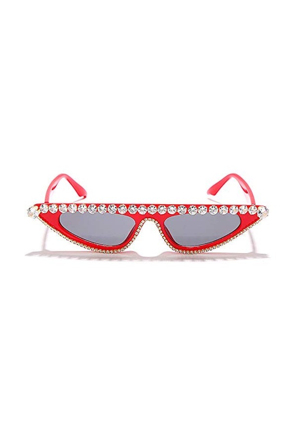 HPIRME Lunettes de soleil yeux de chat femmes Vintage strass lunettes de soleil lunettes Cateye, 1, taille unique
