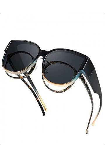 LVIOE Lunettes de soleil polarisées, monture Cateyes pour femme, protection UV 100 %, Noir à orange