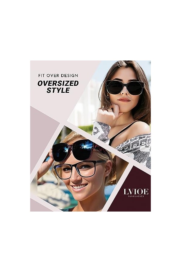 LVIOE Lunettes de soleil polarisées, monture Cateyes pour femme, protection UV 100 %, Noir à orange