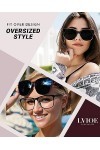 LVIOE Lunettes de soleil polarisées, monture Cateyes pour femme, protection UV 100 %, Noir à orange