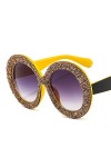 Mode Lunettes De Soleil Surdimensionnées De Luxe Femmes Strass Vintage Lunettes De Soleil Cadre Rond Dégradé Miroir Nuances p