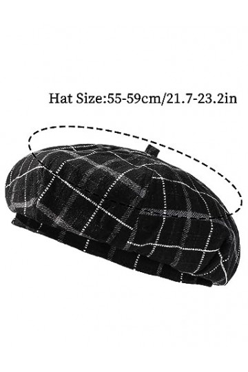 Maeau Réglable Béret Casquette Femme Classique Chapeau de Peintre Vintage Coton Newsboy Cap Solide Béret Basque, A4 noir, tai