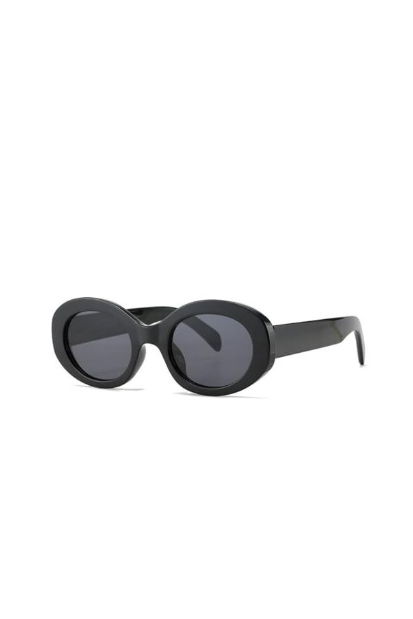 Charnières en métal Femmes Lunettes de Soleil Ovales Nuances Lunettes Femme Lunettes de Soleil marbrées Hommes, Noir Noir, Ta
