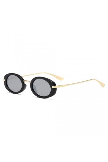 HPIRME Lunettes de soleil ovales rétro Punk pour hommes et femmes, verres océan clairs, UV400, miroir noir argenté, taille un