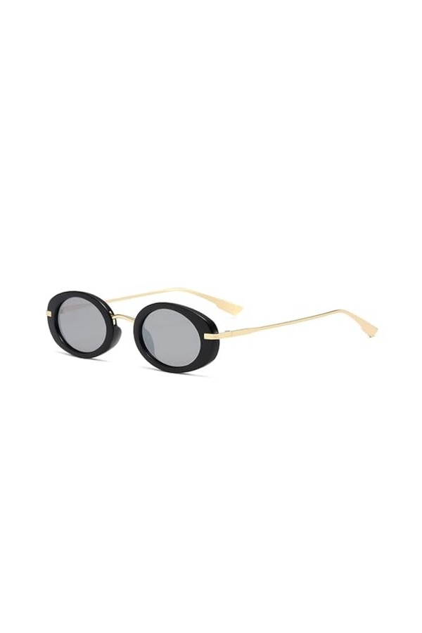 HPIRME Lunettes de soleil ovales rétro Punk pour hommes et femmes, verres océan clairs, UV400, miroir noir argenté, taille un