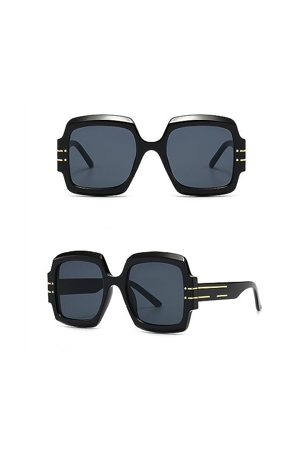 Lunettes de soleil carrées surdimensionnées femmes grand cadre coloré lunettes de soleil femme miroir dégradé Hip Hop nuances