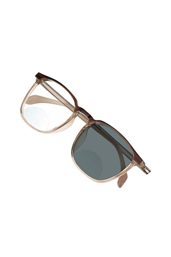 VisionGlobal Lunettes de lecture bifocale, lunettes de soleil brun foncé/gris photochromiques pour hommes/femmes, lunettes ca