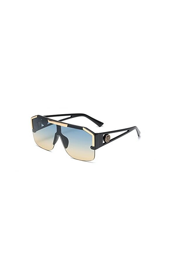 BAJIE Lunettes de Soleil Nouveau Style Grand Cadre Pull Mode Coupe-Vent lentille Creuse Jambe Conception Lunettes de Soleil L