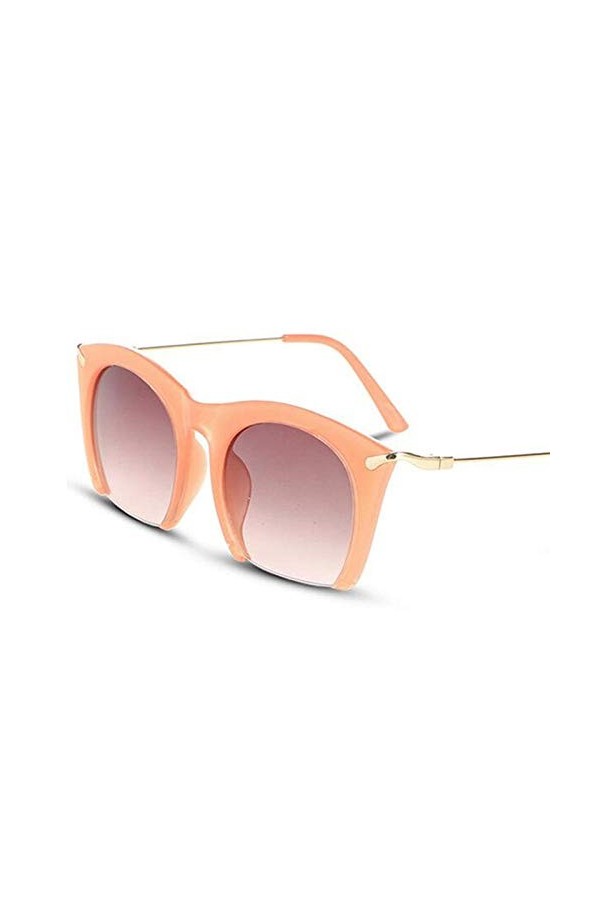ZYIZEE Lunettes de Soleil Demi-Monture Lunettes de Soleil Oeil de Chat Femmes à la Mode Couleur Semi-sans Monture Lunettes Ru