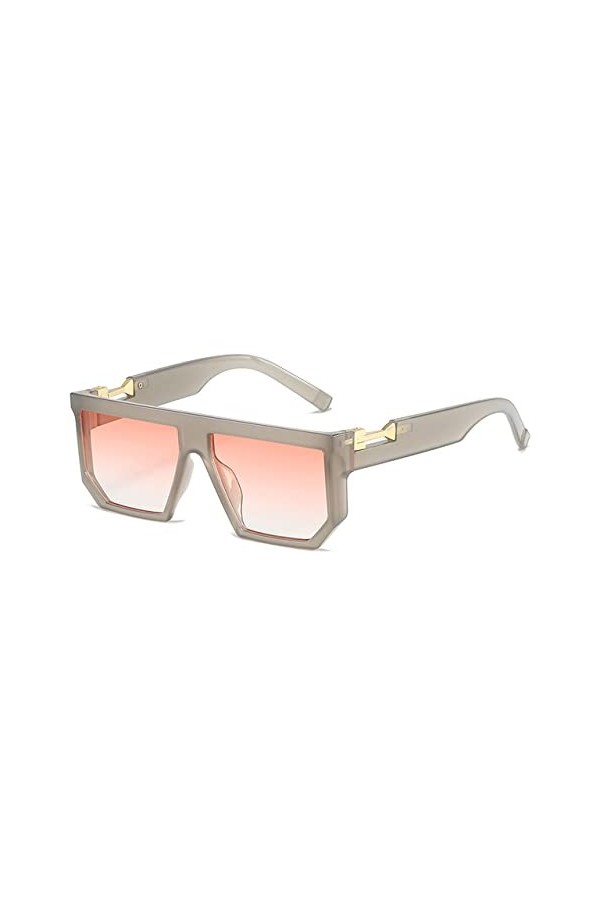 Lunettes de Soleil carrées Punk Femmes Nuances UV400 Hommes Lunettes de Soleil, Gris dégradé Rose, Taille Unique