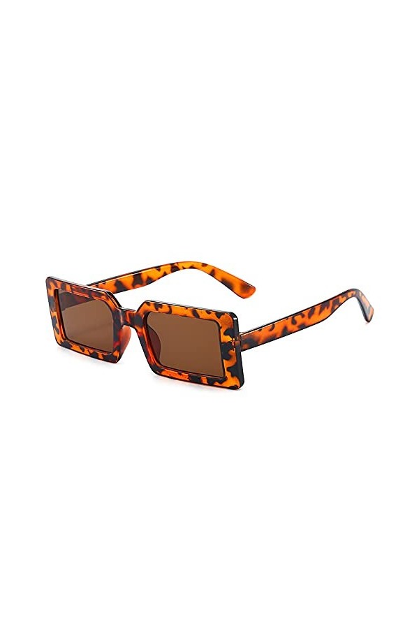 KUELXV Lunettes de soleil Lunettes de soleil pour femmes Rectangle léopard uniques PC Frame Wrap Lunettes de soleil pour femm