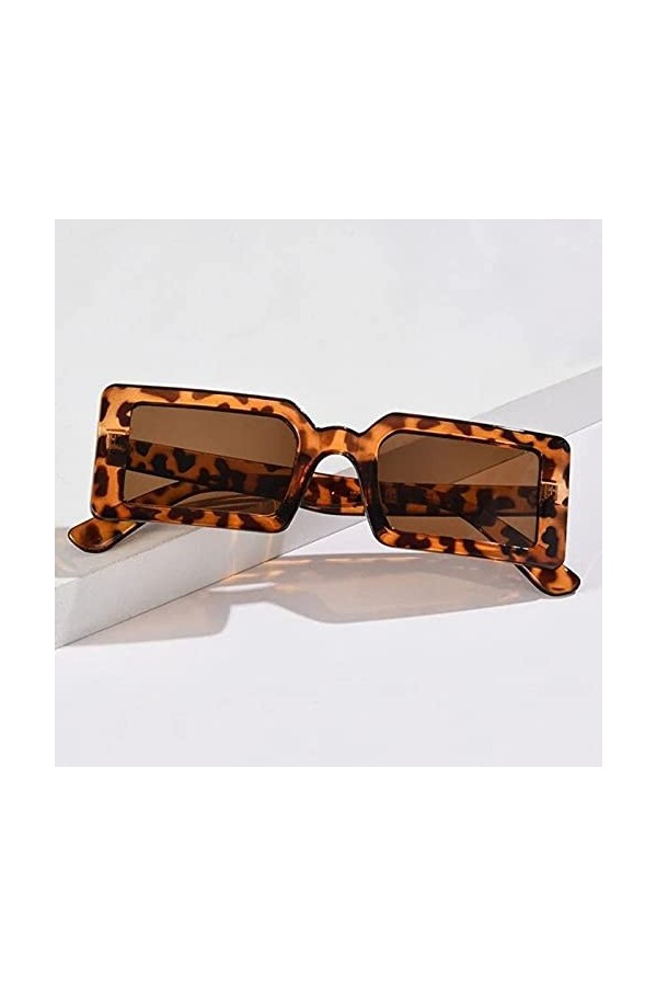 KUELXV Lunettes de soleil Lunettes de soleil pour femmes Rectangle léopard uniques PC Frame Wrap Lunettes de soleil pour femm
