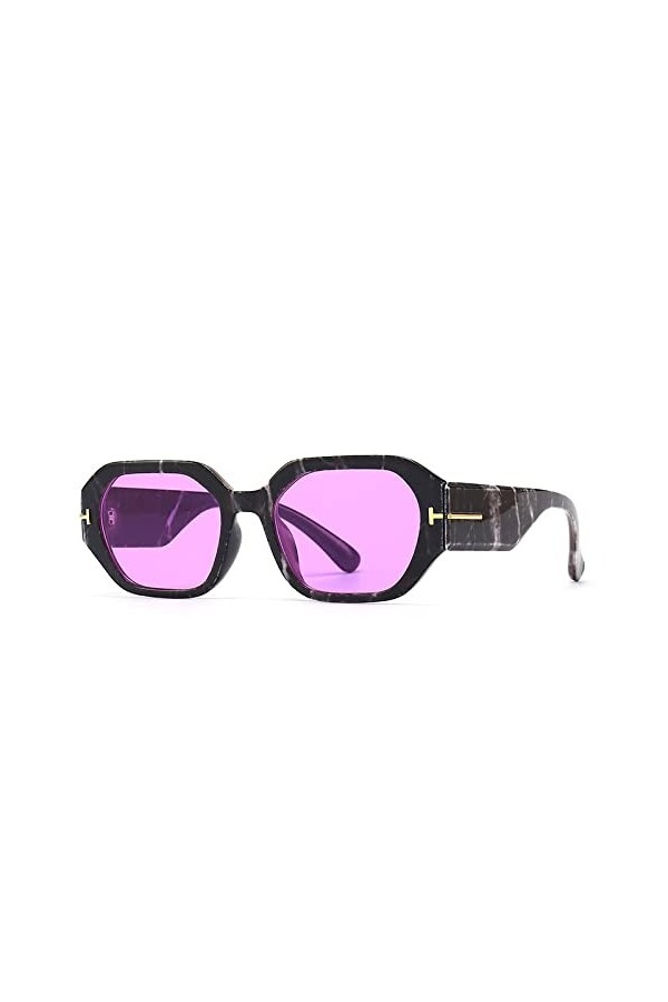HPIRME Lunettes de soleil carrées femmes rétro lunettes nuances UV400 hommes lunettes de soleil, noir violet, taille unique
