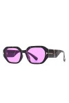 HPIRME Lunettes de soleil carrées femmes rétro lunettes nuances UV400 hommes lunettes de soleil, noir violet, taille unique