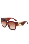 HPIRME Lunettes de soleil à monture large pour femmes, lunettes de soleil à jambes larges carrées pour hommes, marron, marron