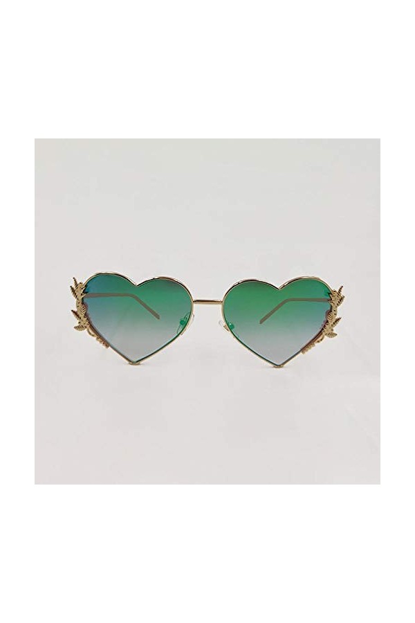 NIUASH Lunettes de Soleil polarisées Lunettes de Soleil Coeur métal Femmes Love lentilles Miroir Lunettes de Soleil Nuances H