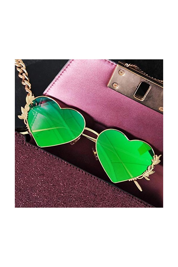 NIUASH Lunettes de Soleil polarisées Lunettes de Soleil Coeur métal Femmes Love lentilles Miroir Lunettes de Soleil Nuances H