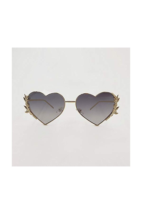 NIUASH Lunettes de Soleil polarisées Lunettes de Soleil Coeur métal Femmes Love lentilles Miroir Lunettes de Soleil Nuances H