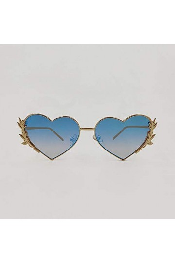 NIUASH Lunettes de Soleil polarisées Lunettes de Soleil Coeur métal Femmes Love lentilles Miroir Lunettes de Soleil Nuances H
