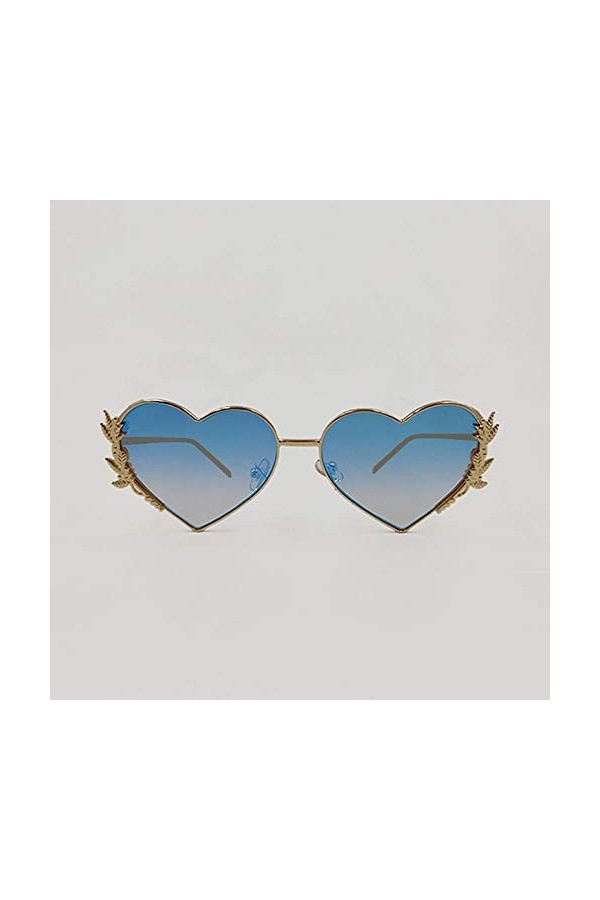 NIUASH Lunettes de Soleil polarisées Lunettes de Soleil Coeur métal Femmes Love lentilles Miroir Lunettes de Soleil Nuances H