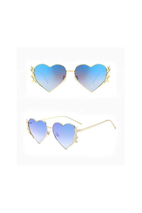 NIUASH Lunettes de Soleil polarisées Lunettes de Soleil Coeur métal Femmes Love lentilles Miroir Lunettes de Soleil Nuances H