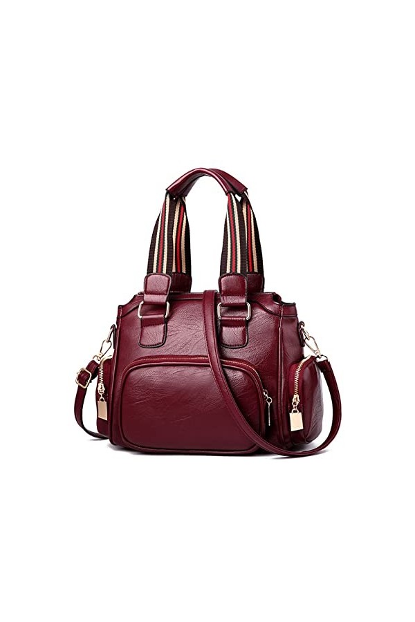 FANDARE Sac à Main pour Femme Sac à Bandouliere PU Cuir Sac Messager Multi-Poches Étanche Sacs Portés Épaule pour Voyage Trav