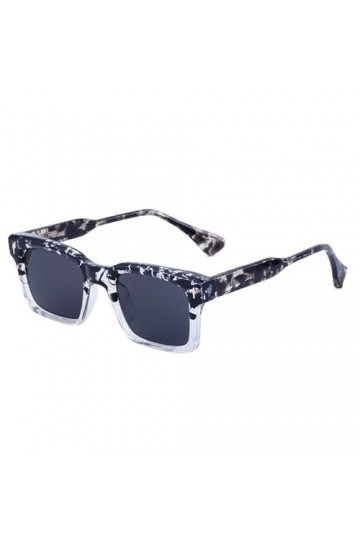 HCHES Lunettes de soleil carrées à rivets rétro pour femmes, nuances léopard UV400, lunettes de soleil pour hommes, motif gri