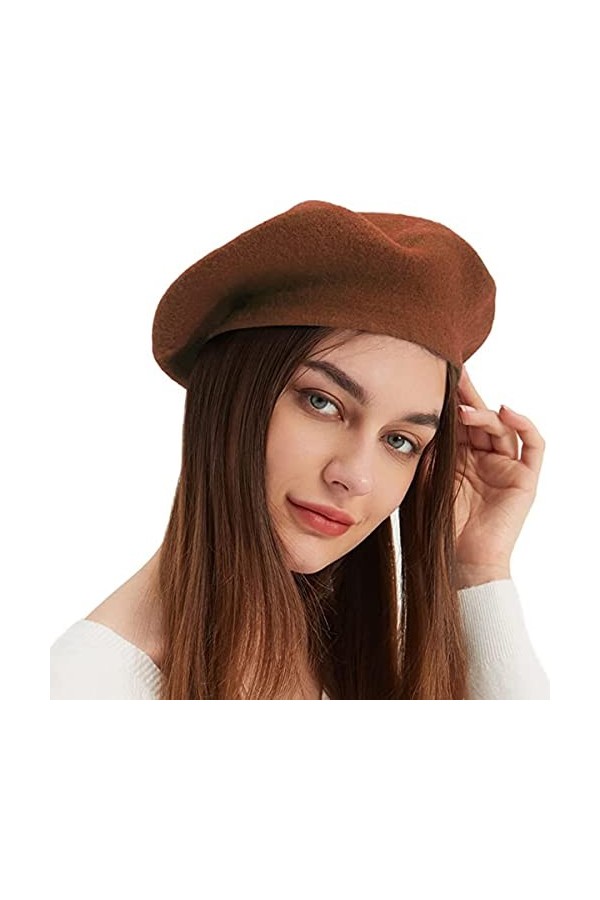 FLOBBS - Bonnet béret pour femme - 100&nbsp;% laine - Taille unique, Rouille.