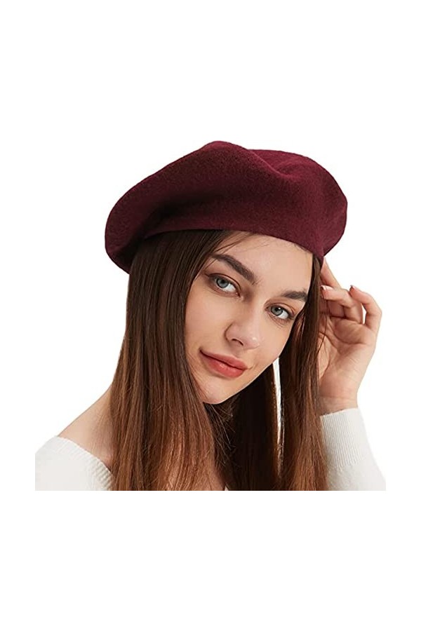 FLOBBS - Bonnet béret pour femme - 100&nbsp;% laine - Taille unique, Rouille.