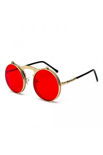 HCHES Vintage hommes lunettes de soleil femmes rétro Steam Punk Style rond cadre en métal coloré miroir lentille lunettes de 