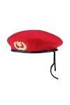 Amosfun Béret de larmée allemande - Rouge - Costume de fête - Béret en laine étoile dorée à 8 branches , rouge, 59x24,5x9 c