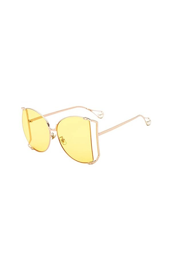 HPIRME Lunettes de soleil perle surdimensionnées femmes demi-monture femme lunettes de soleil surdimensionnées femmes lunette