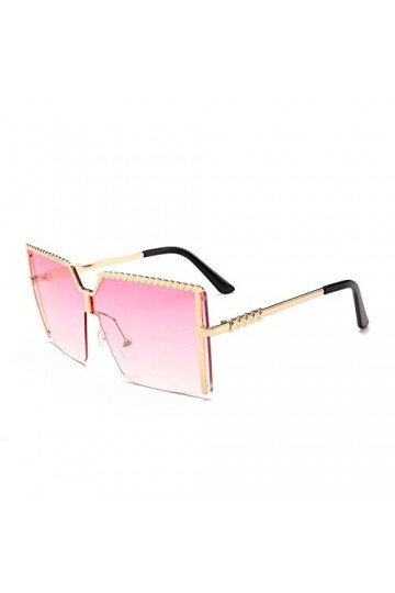 HPIRME Lunettes de soleil carrées sans monture pour femme Lunettes de soleil dégradées semi-sans monture pour femme, rose, ta