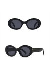 HPIRME Vintage petites lunettes de soleil ovales femmes noires femmes lunettes de soleil nuances, gris noir, taille unique