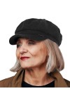 Femmes Newsboy Caps Vintage Laine Béret Français Chauffeur de Taxi Visor Octogonale Chapeau Noir 
