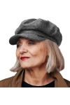 Femmes Newsboy Caps Vintage Laine Béret Français Chauffeur de Taxi Visor Octogonale Chapeau Noir 