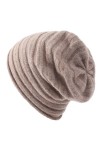 Facecozy Bonnet dhiver pour femme - Doux - Mélange de laine et de cachemire - Bonnet tricoté - Unisexe, Noir , taille unique