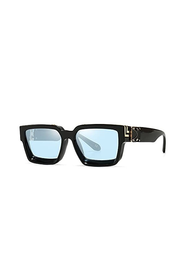 jinda Lunettes De Soleil Petites Lunettes De Soleil Carrées Pour Hommes Et Femmes Taille moyenne C14 bleu gris noir