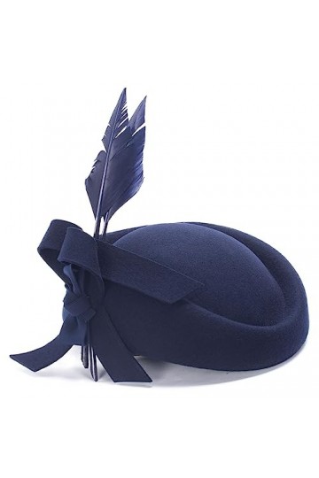 Lawliet A619 Bibi en feutre 100 % laine pour femme, bleu marine, taille unique