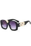 Lunettes de soleil carrées surdimensionnées pour femmes Vintage Punk Lunettes de soleil Hommes Shades UV400, noir violet, tai