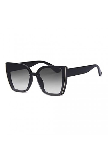 HCHES Lunettes de soleil yeux de chat surdimensionnées femmes luxe mode grand cadre carré lunettes de soleil pour hommes rétr