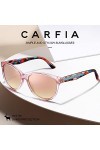 Carfia Rétro Lunettes de Soleil Femme Polarisées Cat.3 Protection UV400 Motif Gravé Monture en Acétate pour Voyager