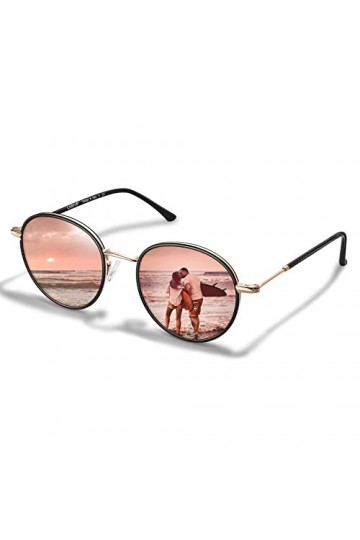 Carfia Rétro Lunettes de Soleil Femme Polarisées Résistant aux UV400 Métal Acétate Convient pour une utilisation quotidienne