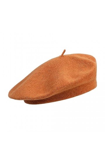 NOKDAL Francais Beret en Laine Femme Orange Béret Chapeau Vintage Béret Artiste élégant Berret Basque Stylé Classique Souple 