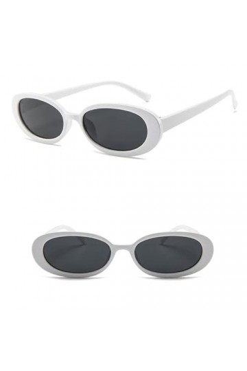 Lot de 2 paires de lunettes de soleil à monture ovale feuille blanche unie et grise 
