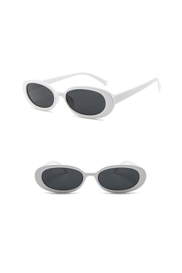 Lot de 2 paires de lunettes de soleil à monture ovale feuille blanche unie et grise 