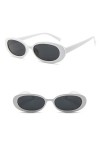 Lot de 2 paires de lunettes de soleil à monture ovale feuille blanche unie et grise 